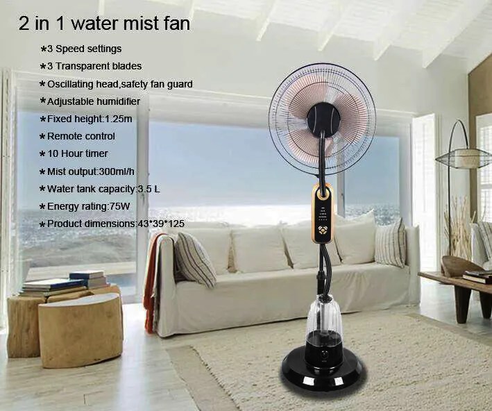 Air Conditioning Humidifier Mist Water Spray Cooling Stand Fan With