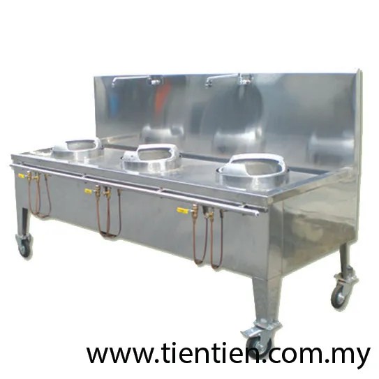 SS/KR04 TIEN TIEN Stainless Steel 3 Ring Kwali Range c/w Cast Iron