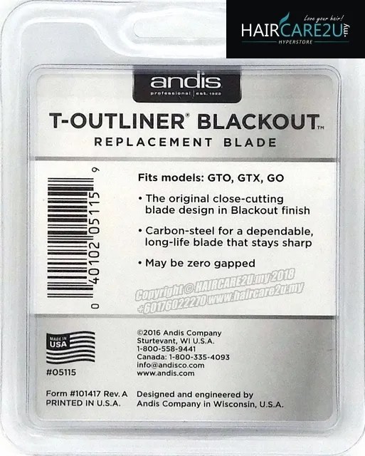 Andis TOutliner Blackout Replacement Blade 05115 HAIRCARE2U.my
