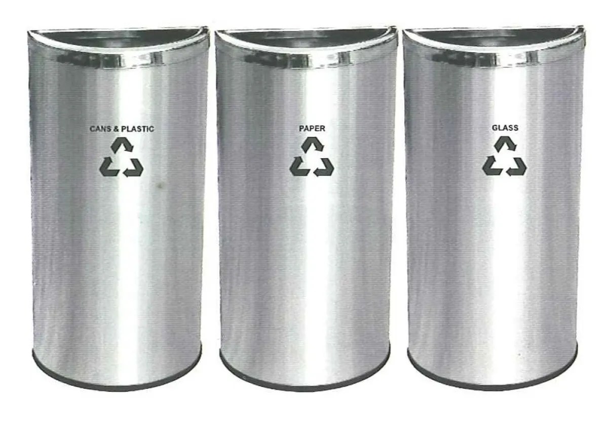 Stainless Steel Semi Round Open Top Recycle Bin Model BRIRECYCLE229