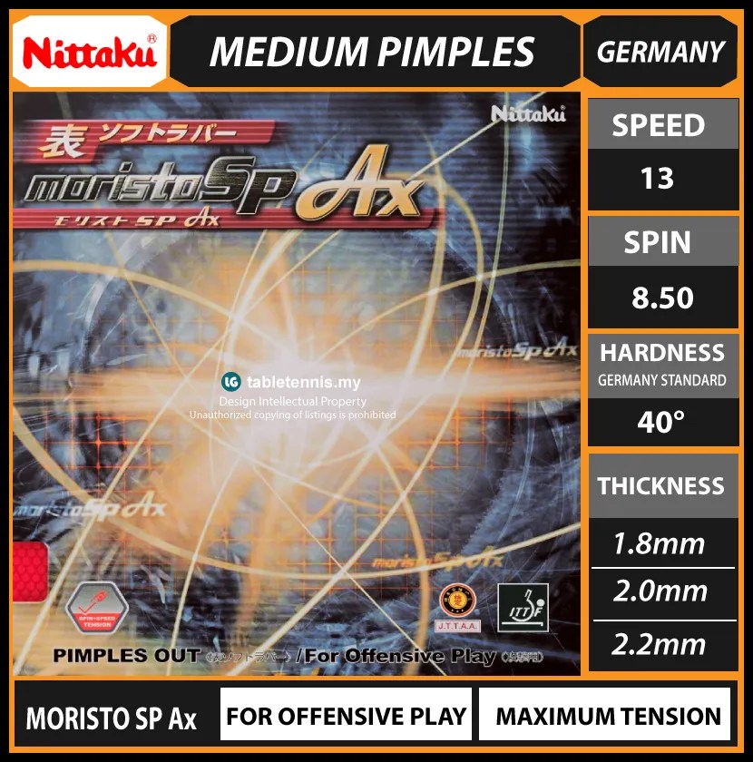 Nittaku Moristo SP AX Short Pimples Table Tennis Ping Pong Rubber Made