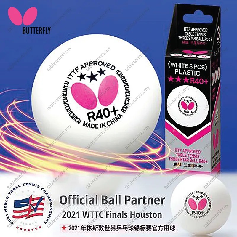 Butterfly 3Star R40+ Table Tennis Ball Bola Ping Pong ITTF Approved