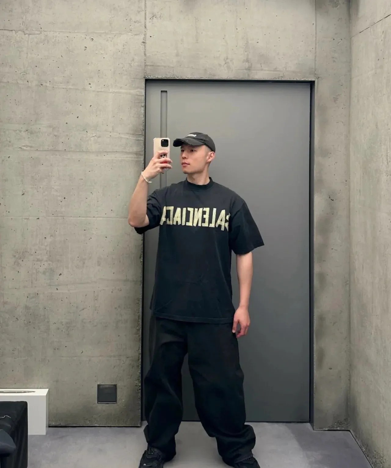 Balenciaga Tape Type Faded Black Tee HYPECITY