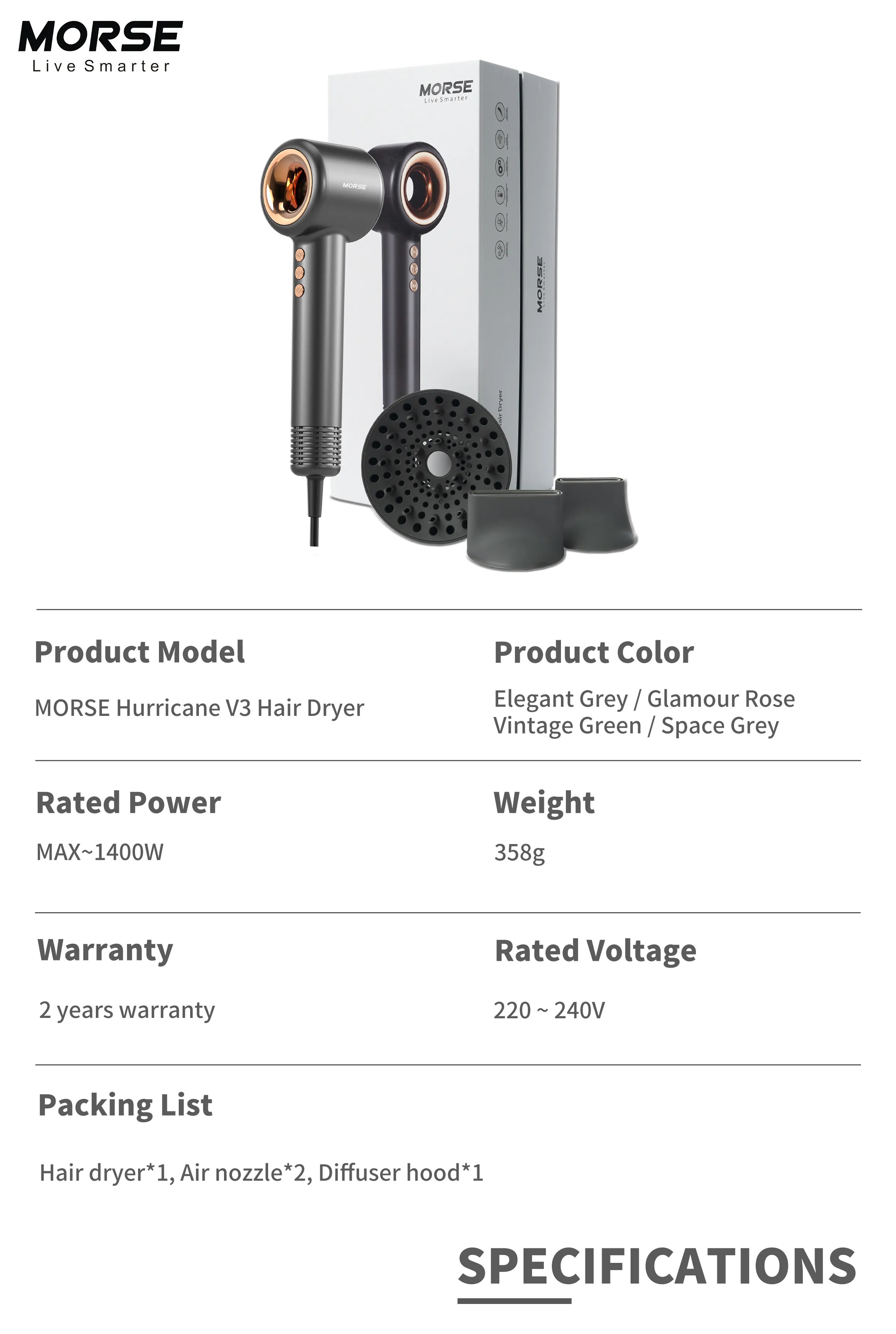 Morse Hurricane V3 Hair Dryer Preorder Morse Electronics Robotic