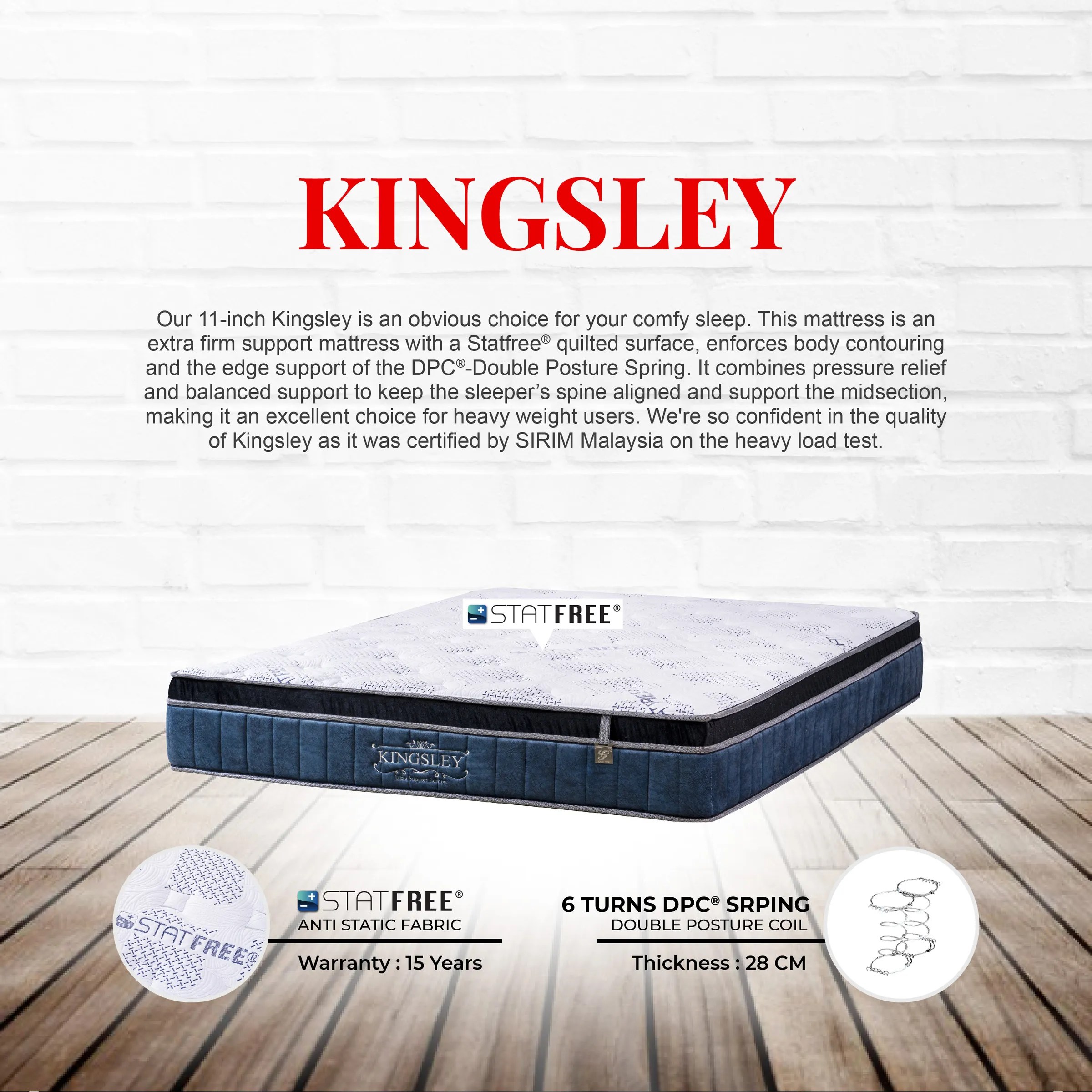 Goodnite Kingsley DPC Spring Mattress (11 Inch) with Single/ Super