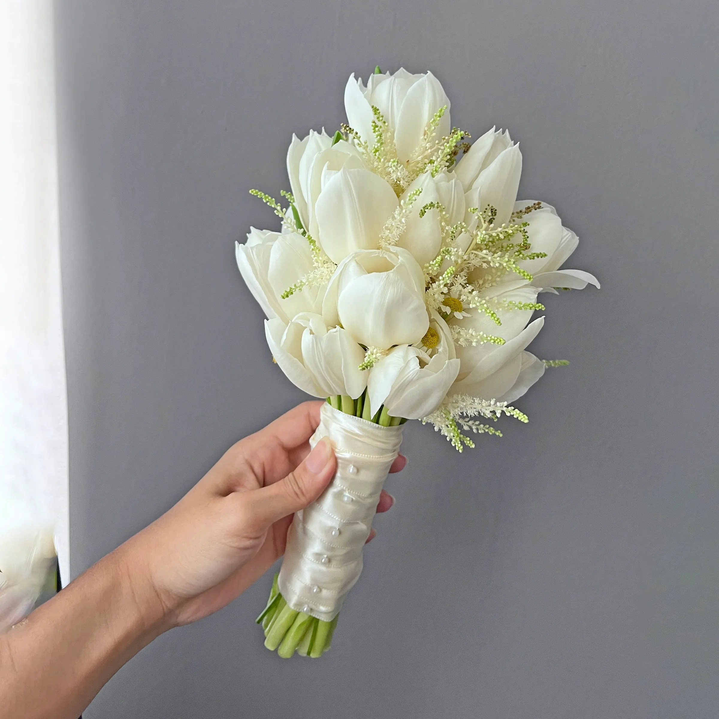 White Tulip Bridesmaid Bouquet