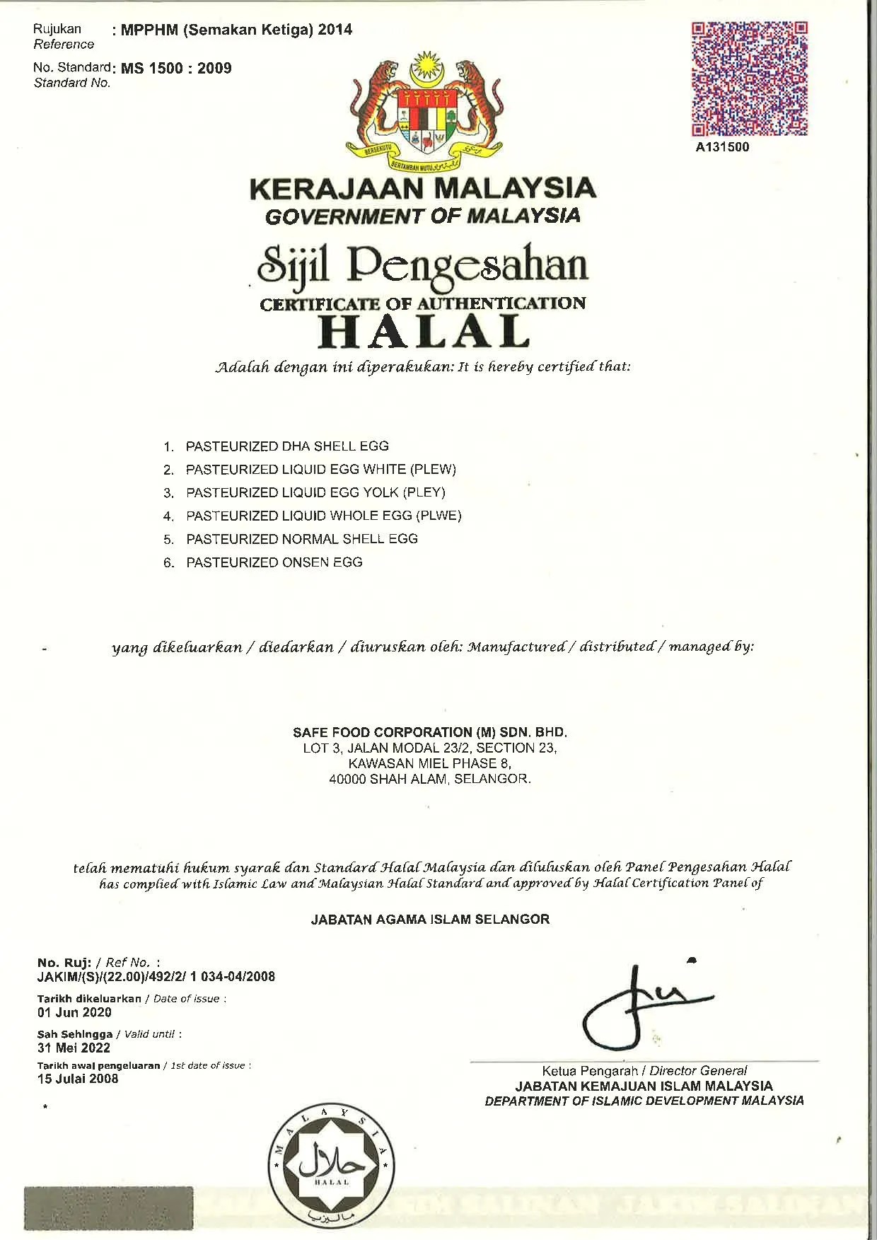 Certifications Eggshipper by Safegg™ Malaysia's No.1 Online EGGstore