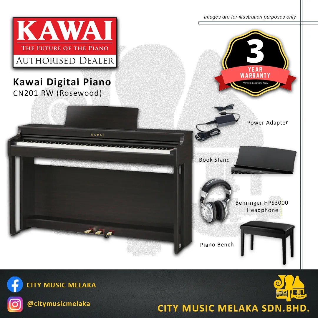 Kawai CN Series CN201 88-Key Digital Piano [Rosewood] CN201RW – City