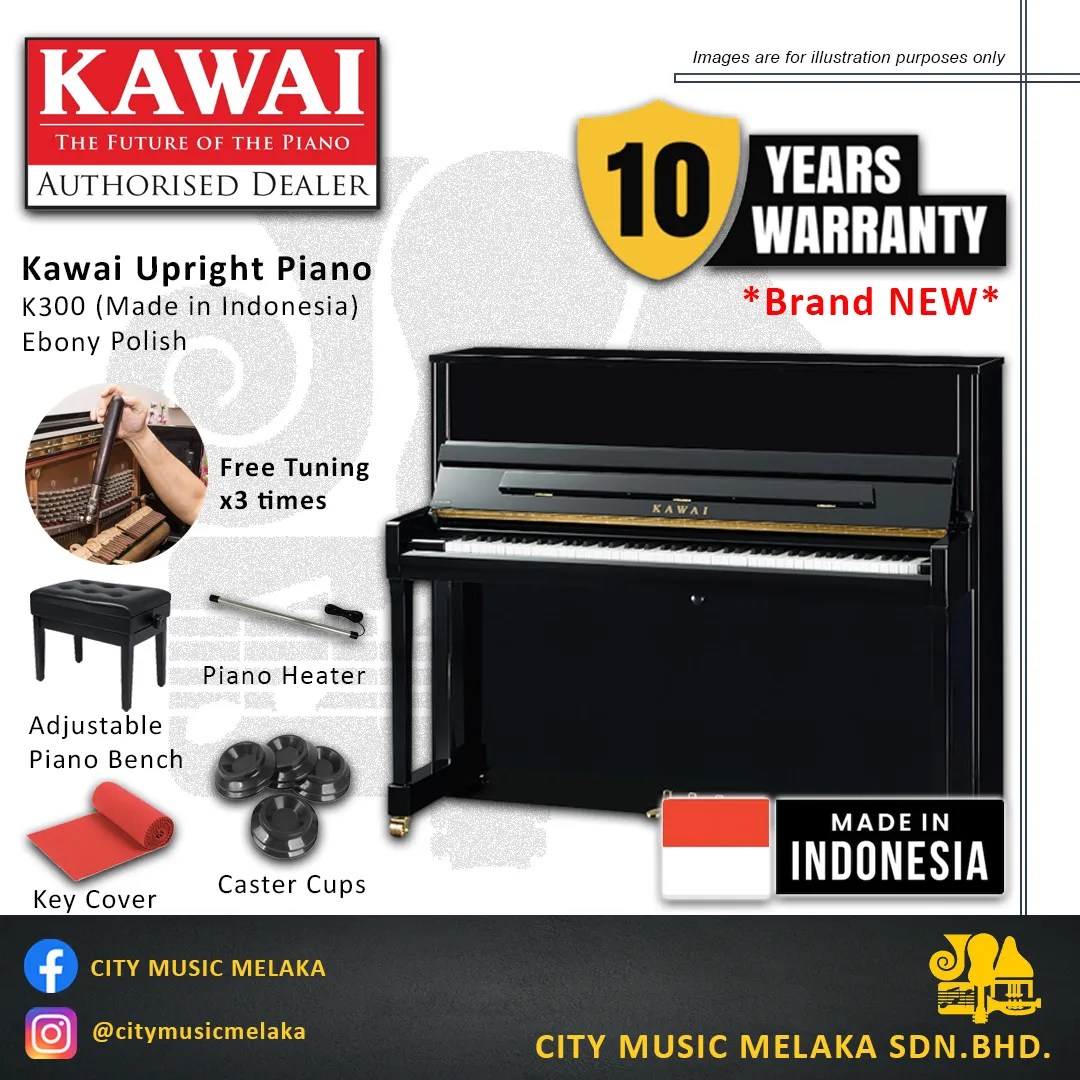 Kawai Upright Piano K300 (Made In Japan) **BRAND NEW** Mahogany Polish