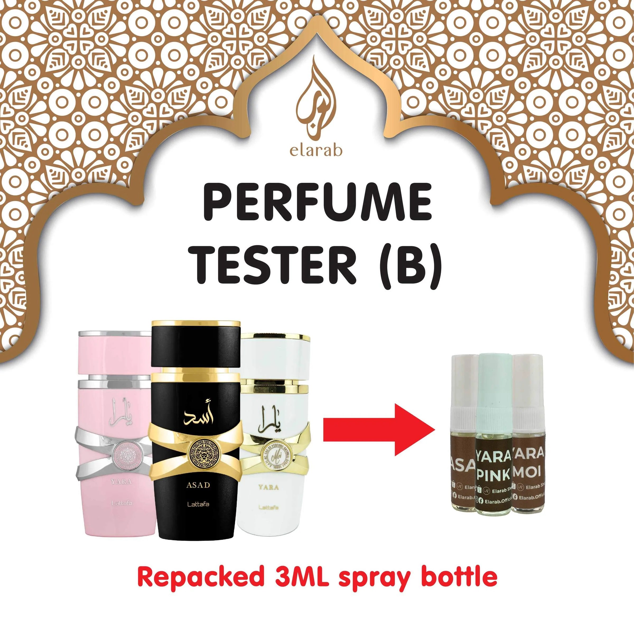 TESTER PERFUME 3ML (B) (SPRAY PERFUME) Elarab