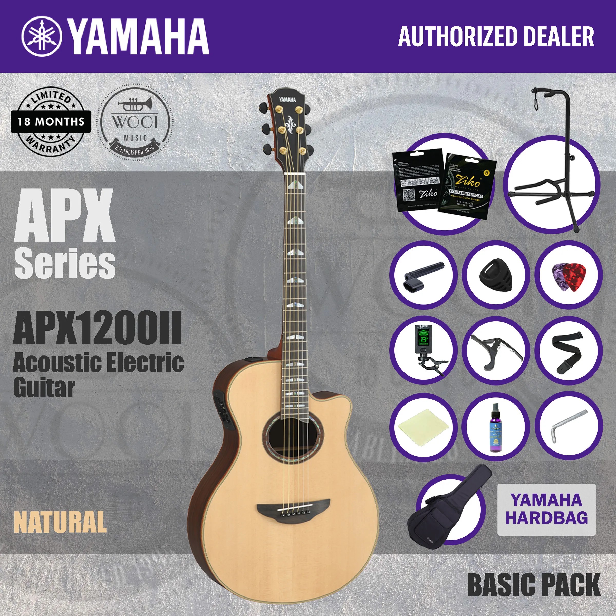 Yamaha APX1200II Full Solid Acoustic Electric Guitar 41" Natural