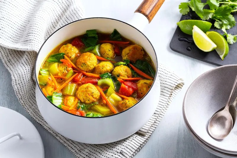 Turkey Meatballs and Baby Bok Choy in Lemongrass Broth Sunbasket