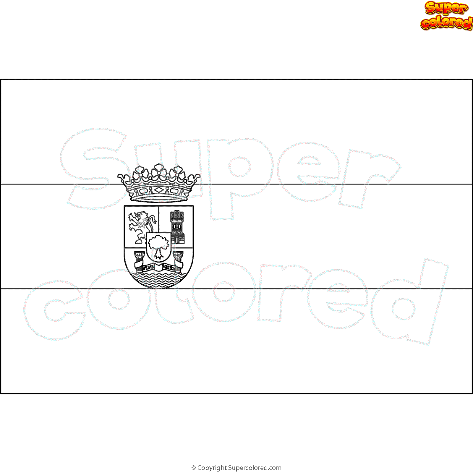 Ausmalbild Flagge der Extremadura Spanien