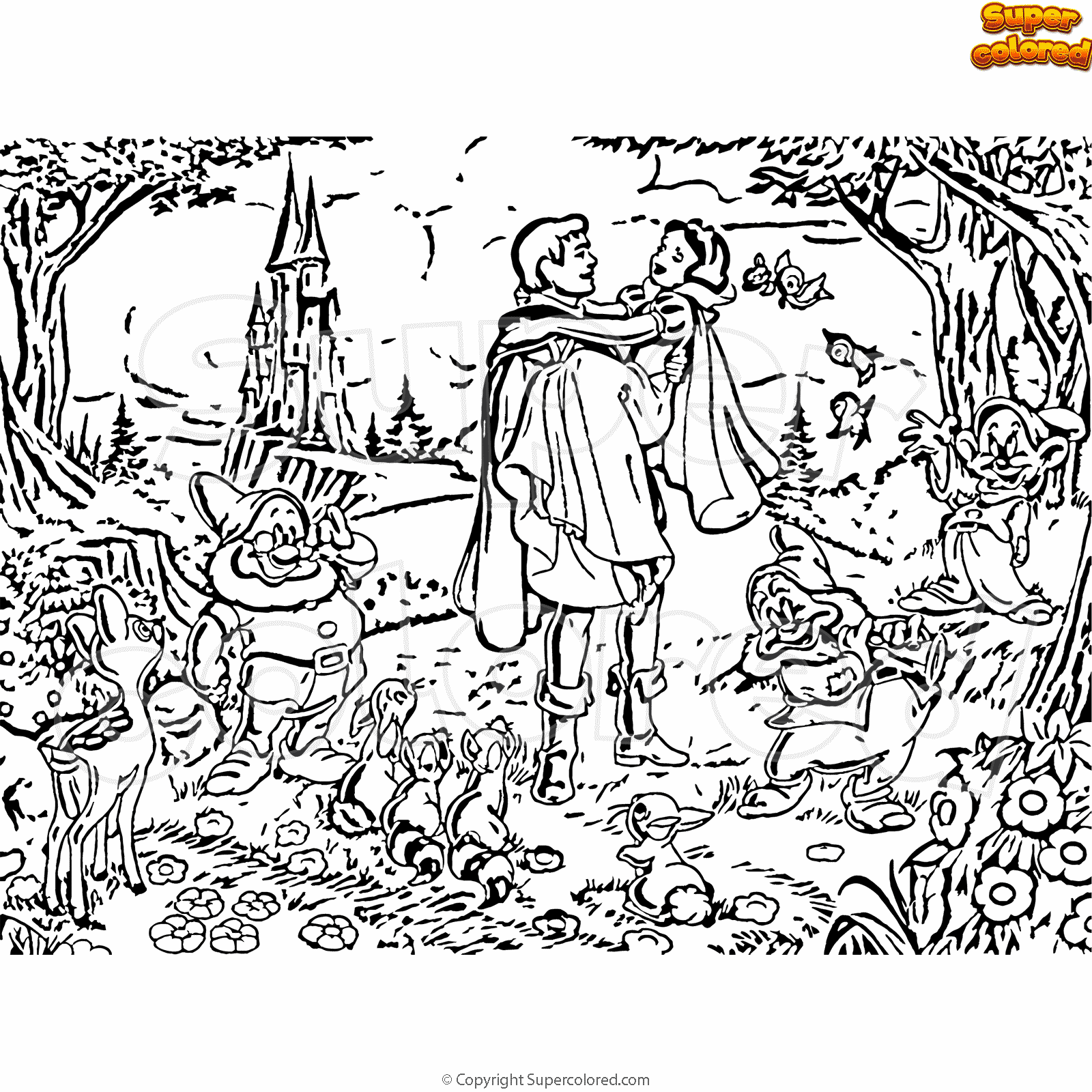 Snow White And Prince Coloring Pages