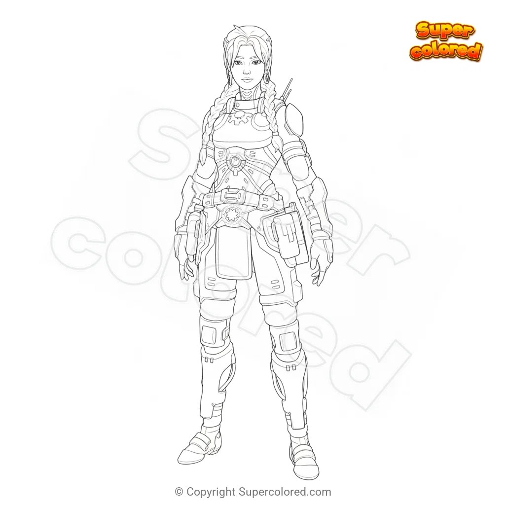 Coloring page Fortnite scrapknight jules