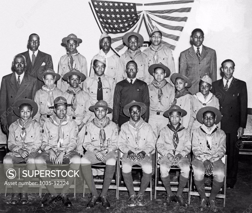 Oakland, Caliornia May, 1944. An African American Boy Scout troop in