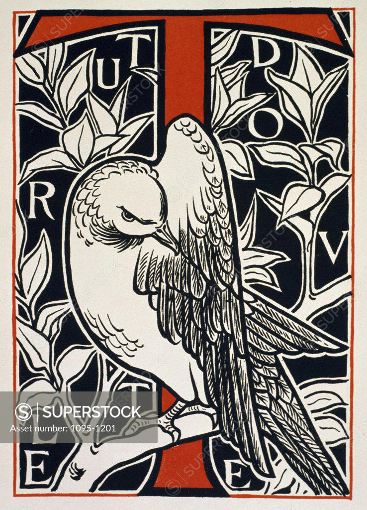 The Letter 'T' (is for TurtleDove), from book ABC by Theodore Howard