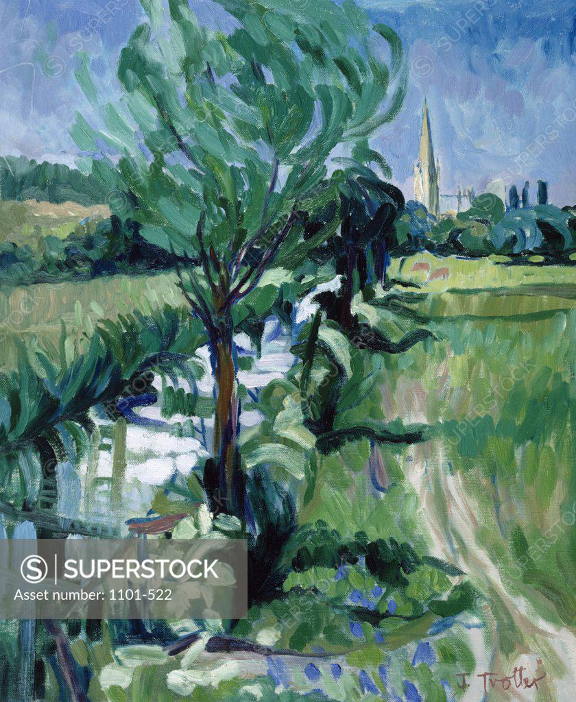 Salisbury Cathedral From the Water Meadows by Josephine Trotter (b.1940