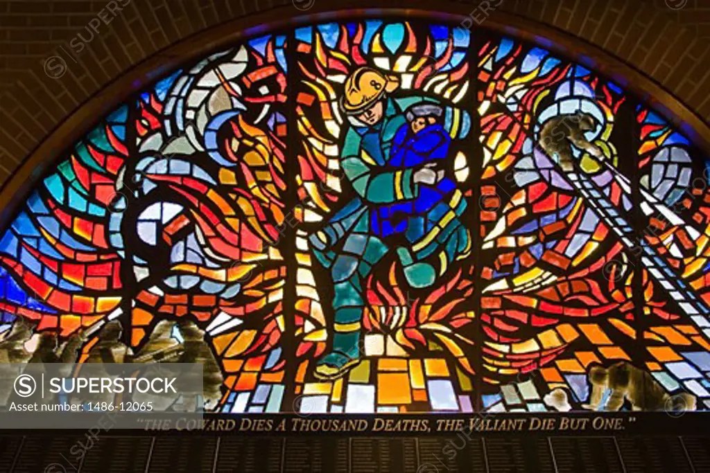 Stained glass in a museum, Willet Stained Glass Studios, Fireman's Hall