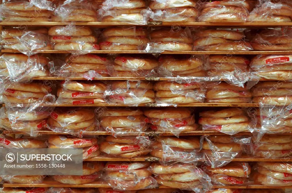 Large bakery, Shelf, Flat breads SuperStock