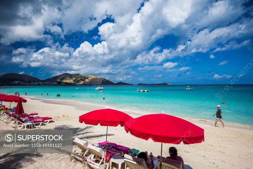 French West Indies, StMartin, Orient Beach, beach view SuperStock