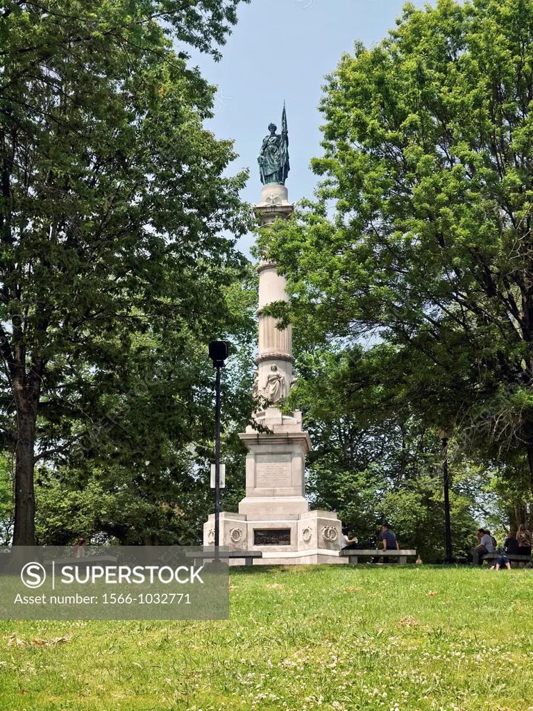 A Civil War monument on the Boston Common Also known as the Soldiers and Sailors Monument