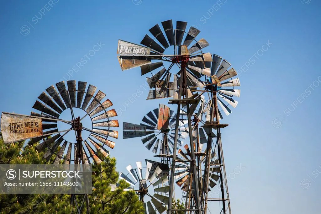 Bowman, North Dakota Vintage windmills. SuperStock