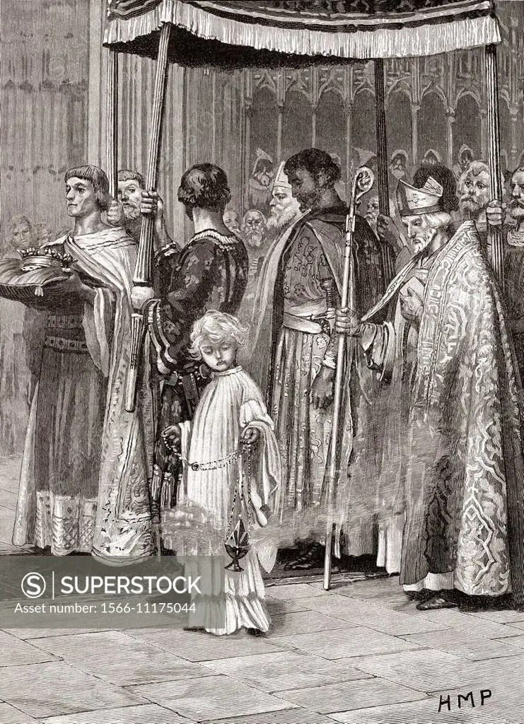 Coronation of King Richard I in 1189 in Westminster Abbey, London
