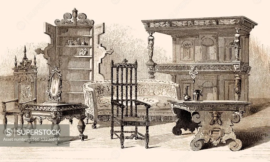 16th century Furniture in England. SuperStock