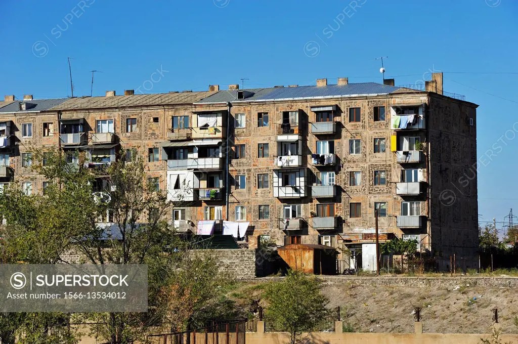 council housing in the suburbs of Yerevan, Armenia, Eurasia. SuperStock