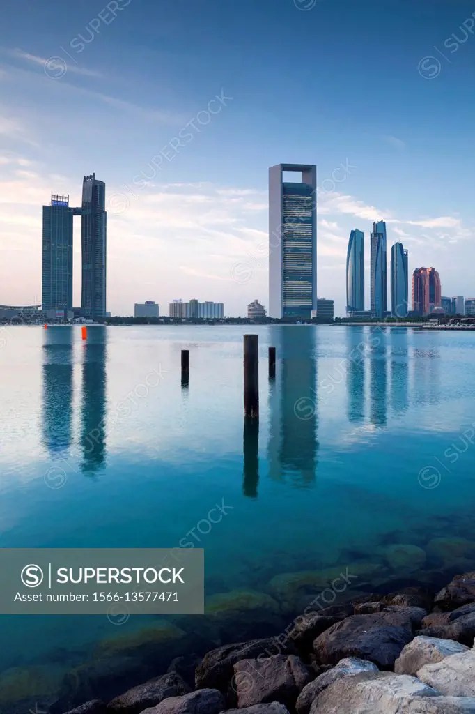UAE, Abu Dhabi, skyline, Nations Towers, ADNOC Tower, Etihad Towers