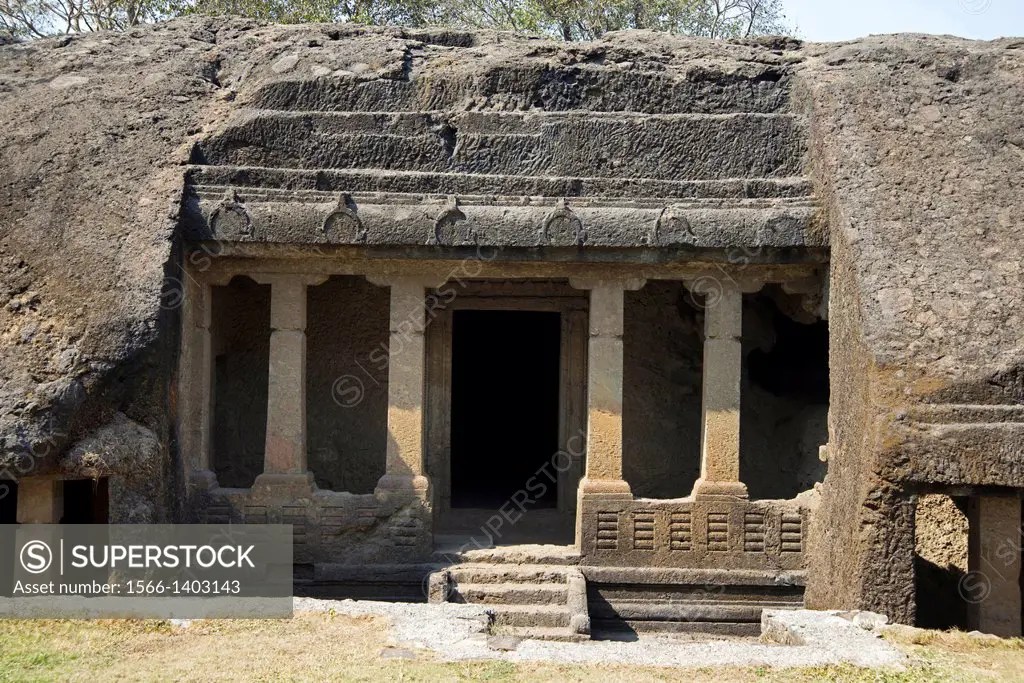 Mahakali Caves or Kondivita Caves. Vihara on the Eastern side. Andheri