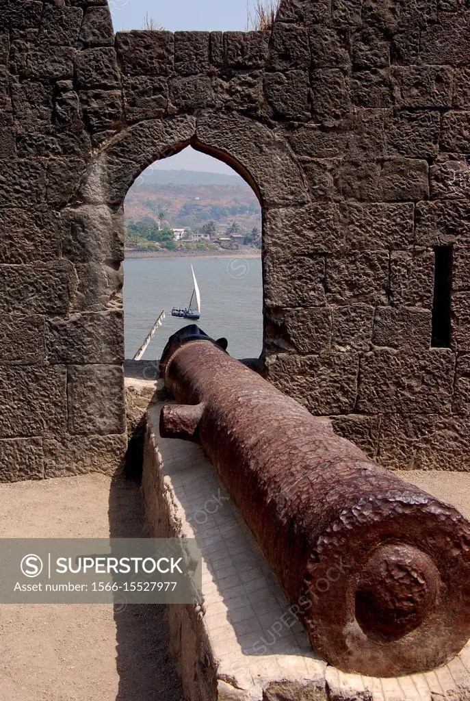 Canon at Murud Janjira Fort, Maharashtra, India. SuperStock