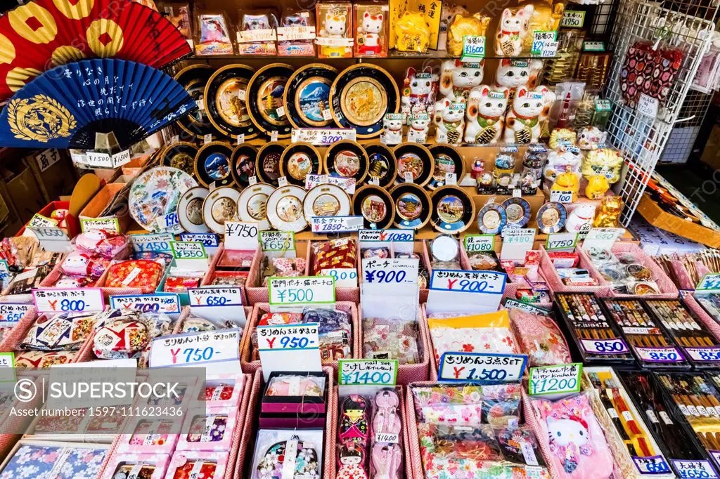 Japan, Honshu, Tokyo, Asakusa, Nakamise Shopping Street, Souvenir Shop