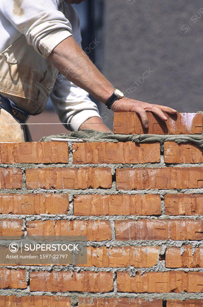 Man, Building, Brick, Wall, person, activities, activity, brick, brick