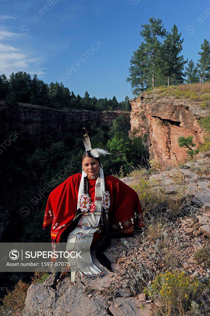 Terra Houska, Traditional Dress, Lakota, Native American Indian, Black