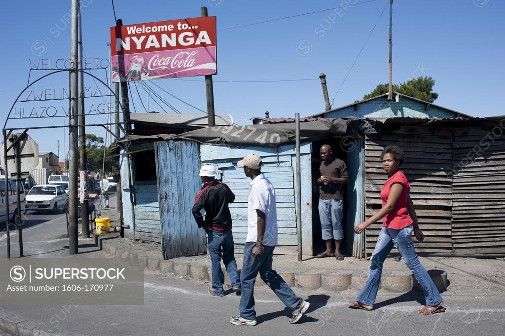 South Africa, Cape Town, Township of Nyanga, sign to Nyanga