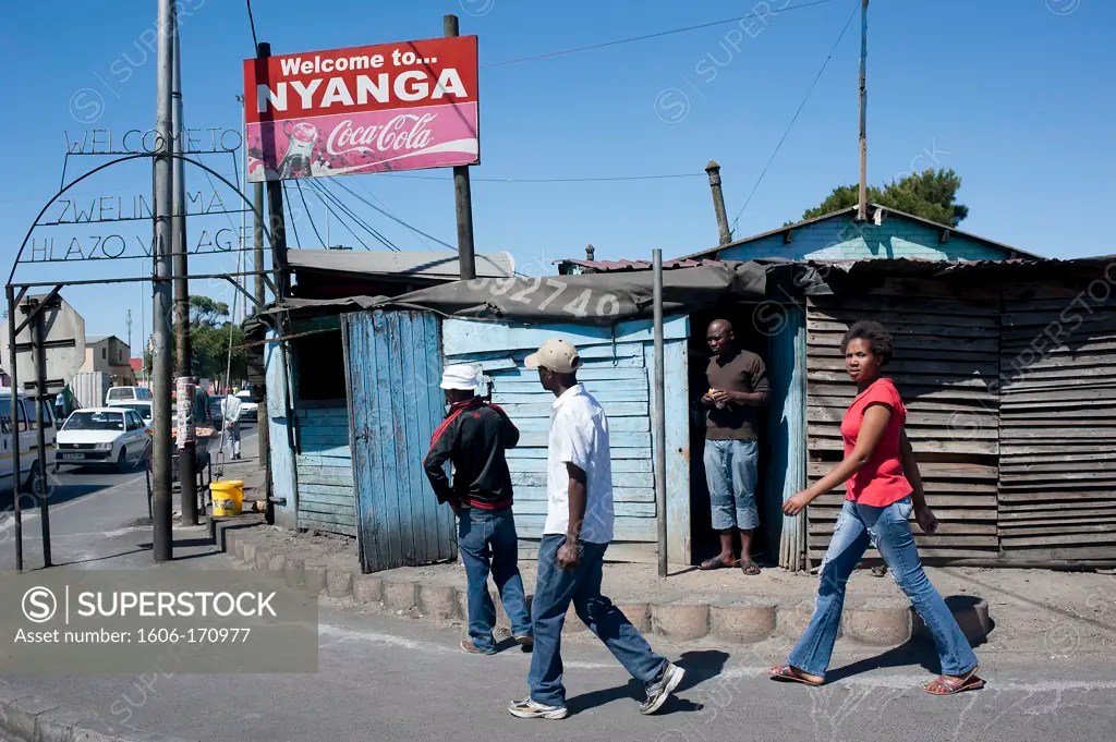 South Africa, Cape Town, Township of Nyanga, sign to Nyanga