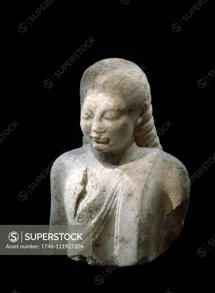 Marble statue of a Kouros, Ionian Greek 530 BC. Kouros is the modern