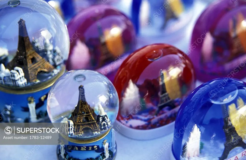 Eiffel tower snowglobes, Paris, France. SuperStock