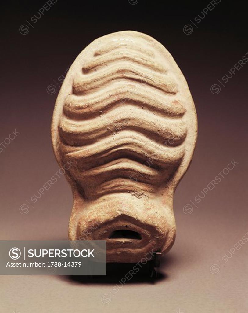 Clay votive statue of female uterus from sanctuary in Veii, Rome