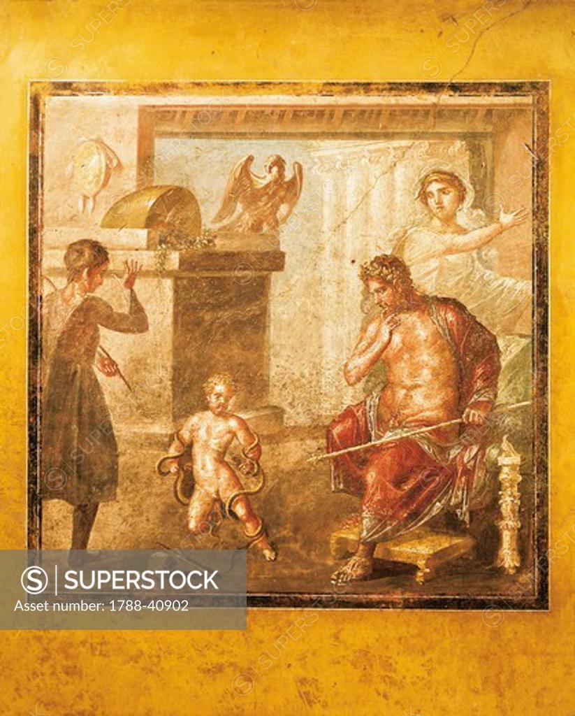 Fresco depicting an infant Hercules strangling the serpents, House of