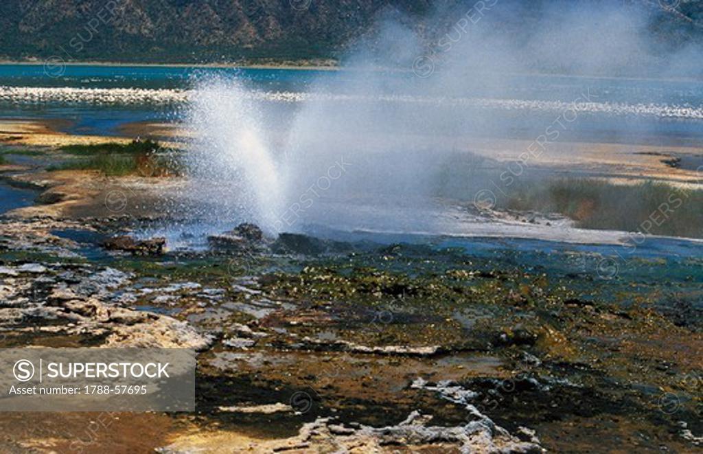 Geyser, Lake Bogoria, saline alkaline lake in the Great Rift Valley