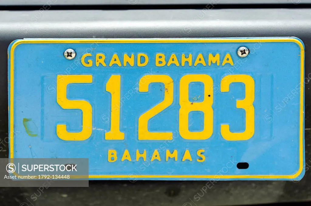 Bahamas, Grand Bahama Island, Freeport, automobile license plate