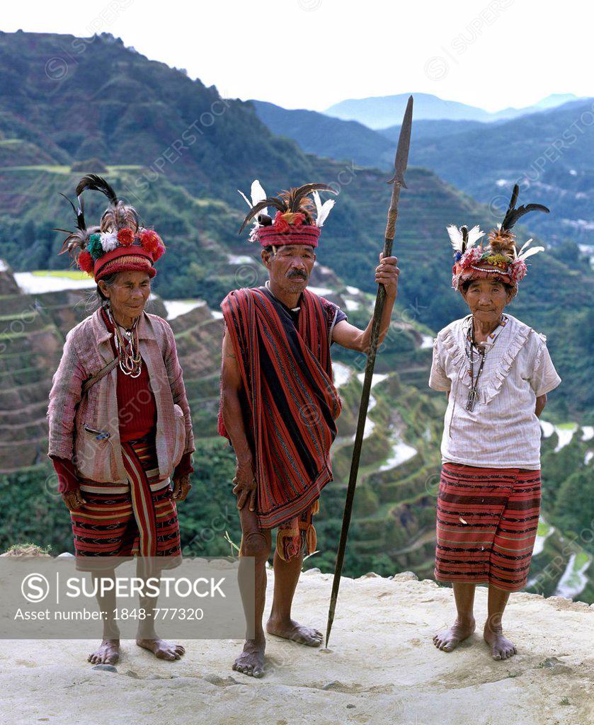 Ifugao people, members of an ethnic group wearing traditional costumes
