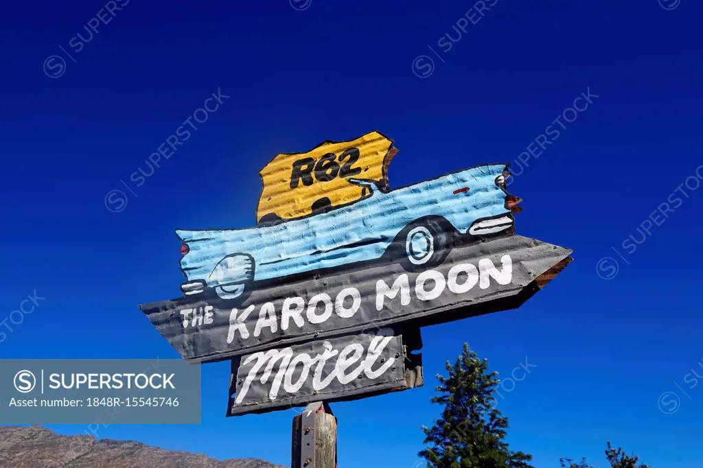 The Karoo Moon Hotel, sign, Route 62, Barrydale, South Africa SuperStock