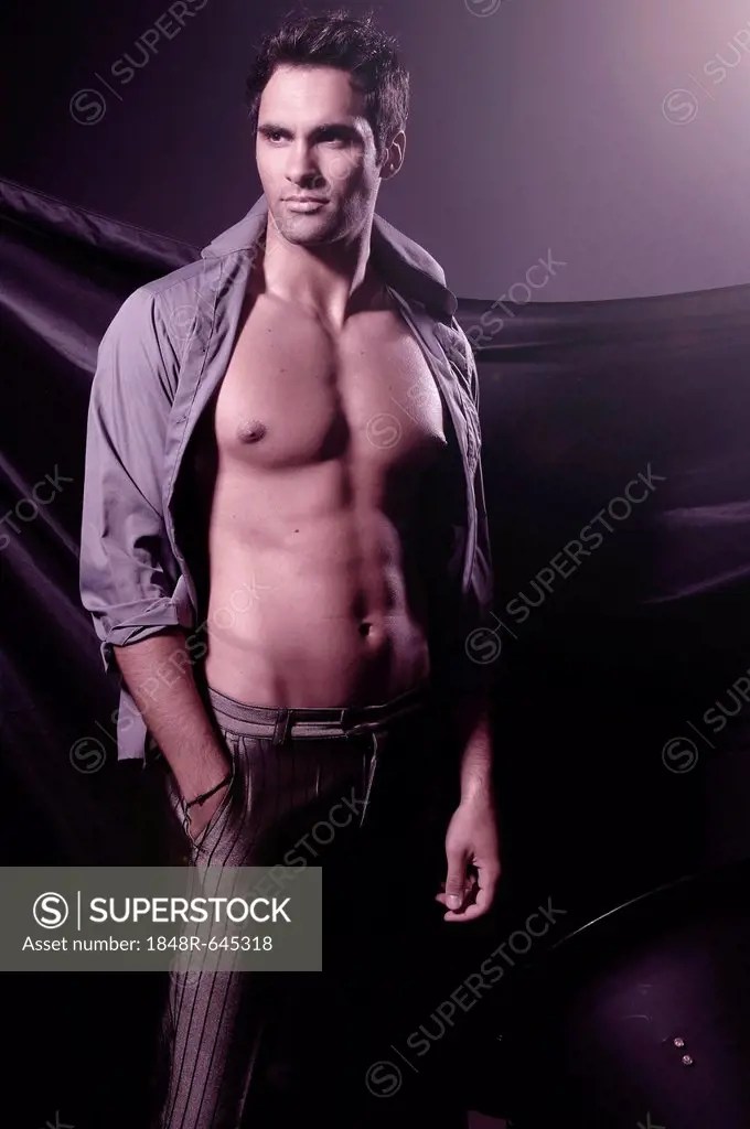 21yearold male model, open shirt SuperStock