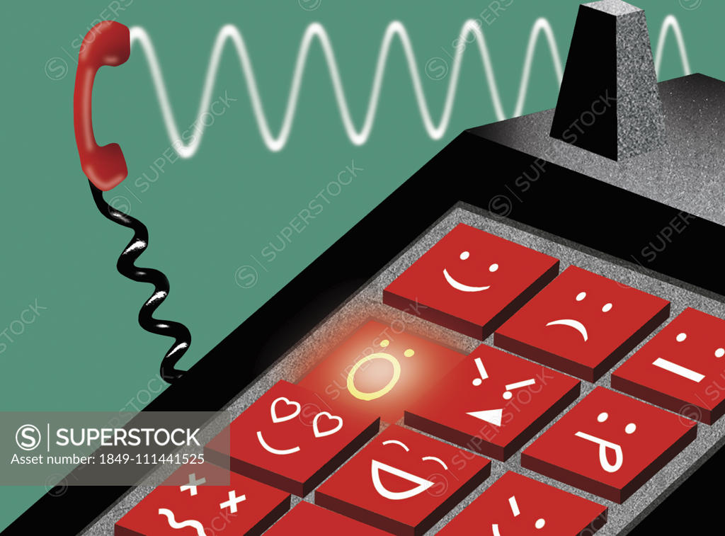 Emoji push buttons on telephone keypad SuperStock