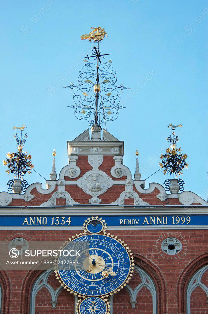 Clock Of The House Of The Blackheads, Riga, Latvia SuperStock