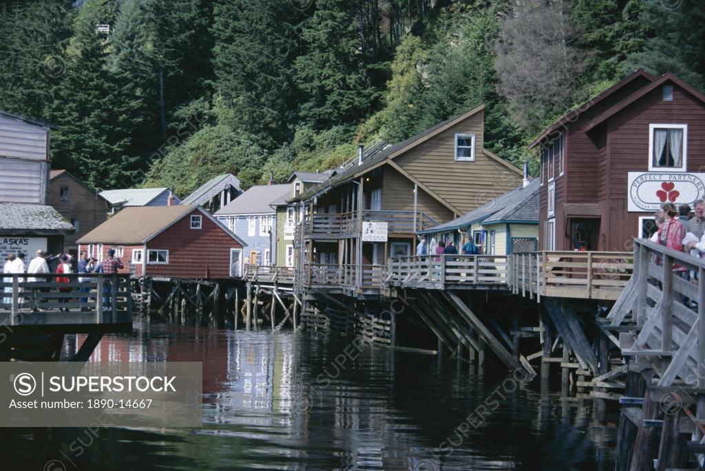 Old stilt buildings along Ketchikan Creek, Ketchikan, south east Alaska